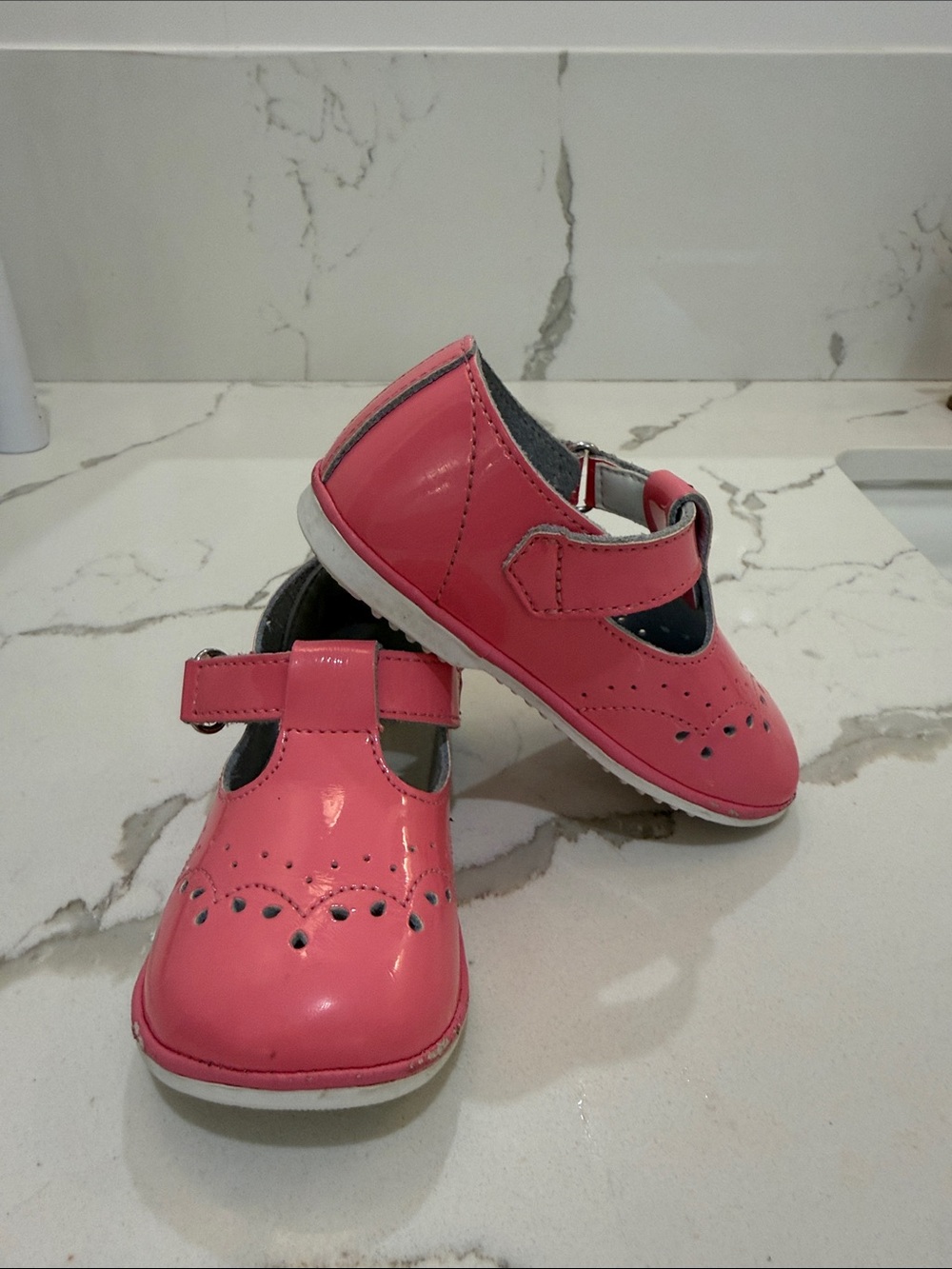 Angel Baby Birdie Patent T-Strap Mary Jane in Patent Malibu Pink Size Toddler 5